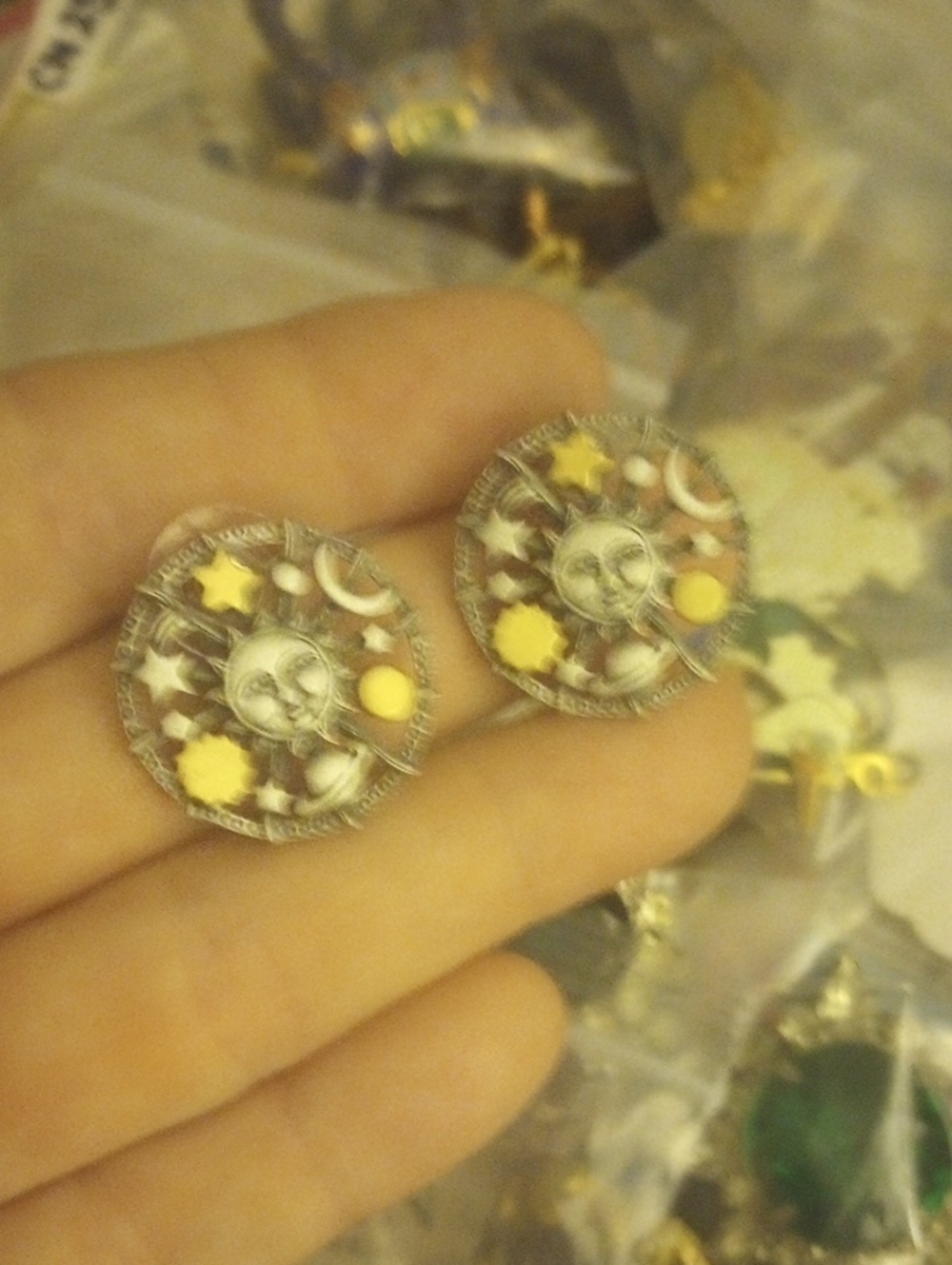 Vintage JJ Jonette Sun And Moon Earrings, Post Earrings. Like New